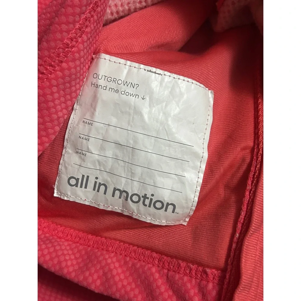 All In Motion Full Zip Hoodie Girls Size S Pink Excellent Textured Thumbhole